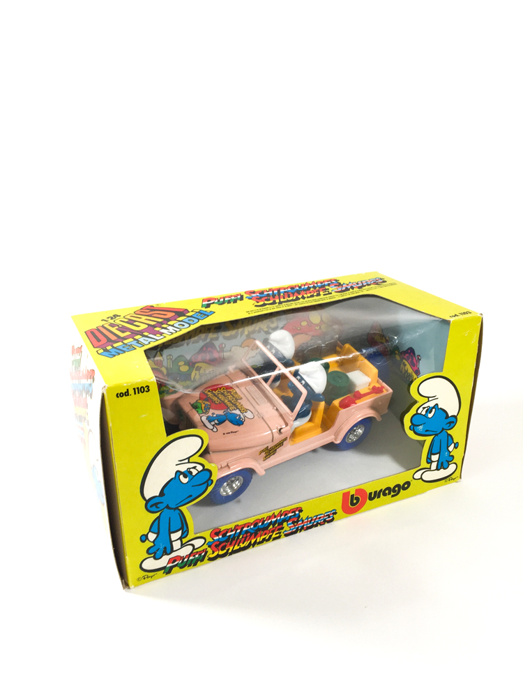 Peyo - Jeep Schtroumpfs - Burago 1984 MIB - Smurfs Puffi Schlumpfe - Amazonie BD