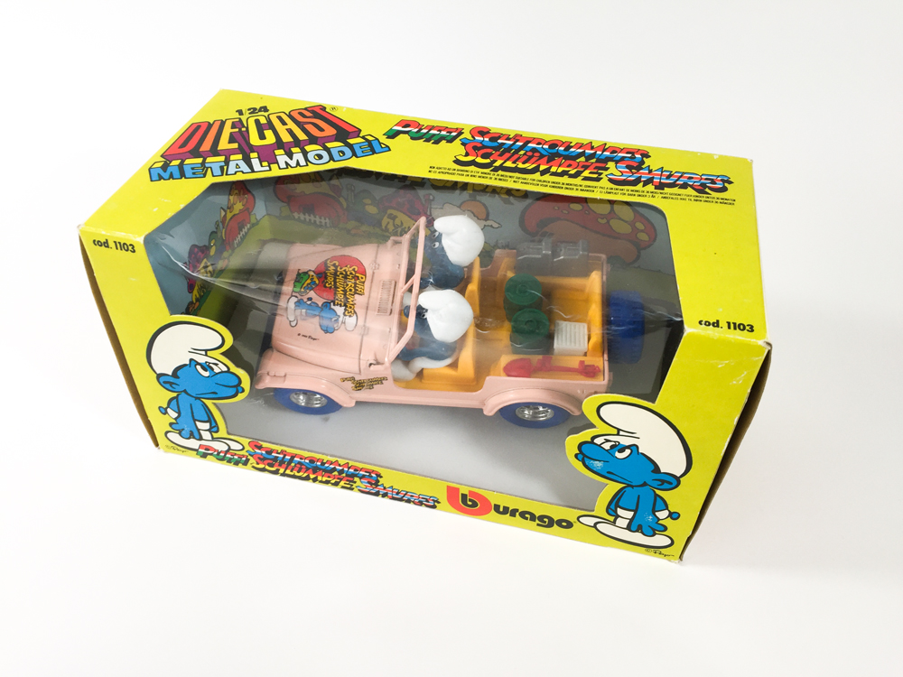 Peyo - Jeep Schtroumpfs - Burago 1984 MIB - Smurfs Puffi Schlumpfe - Amazonie BD