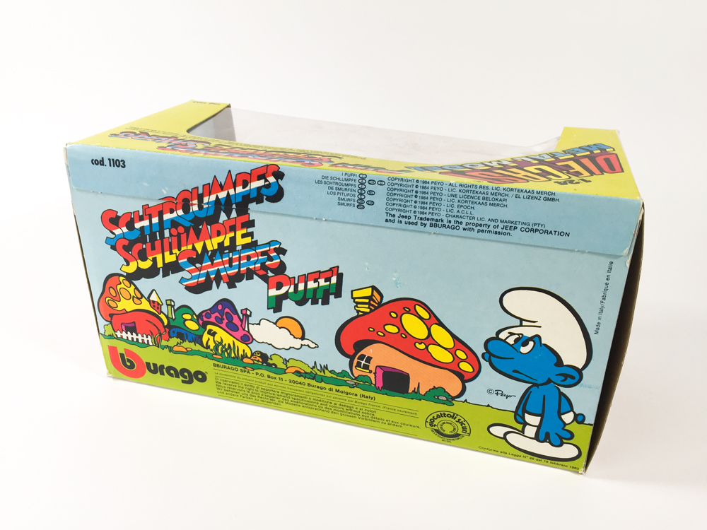 Peyo - Jeep Schtroumpfs - Burago 1984 MIB - Smurfs Puffi Schlumpfe - Amazonie BD